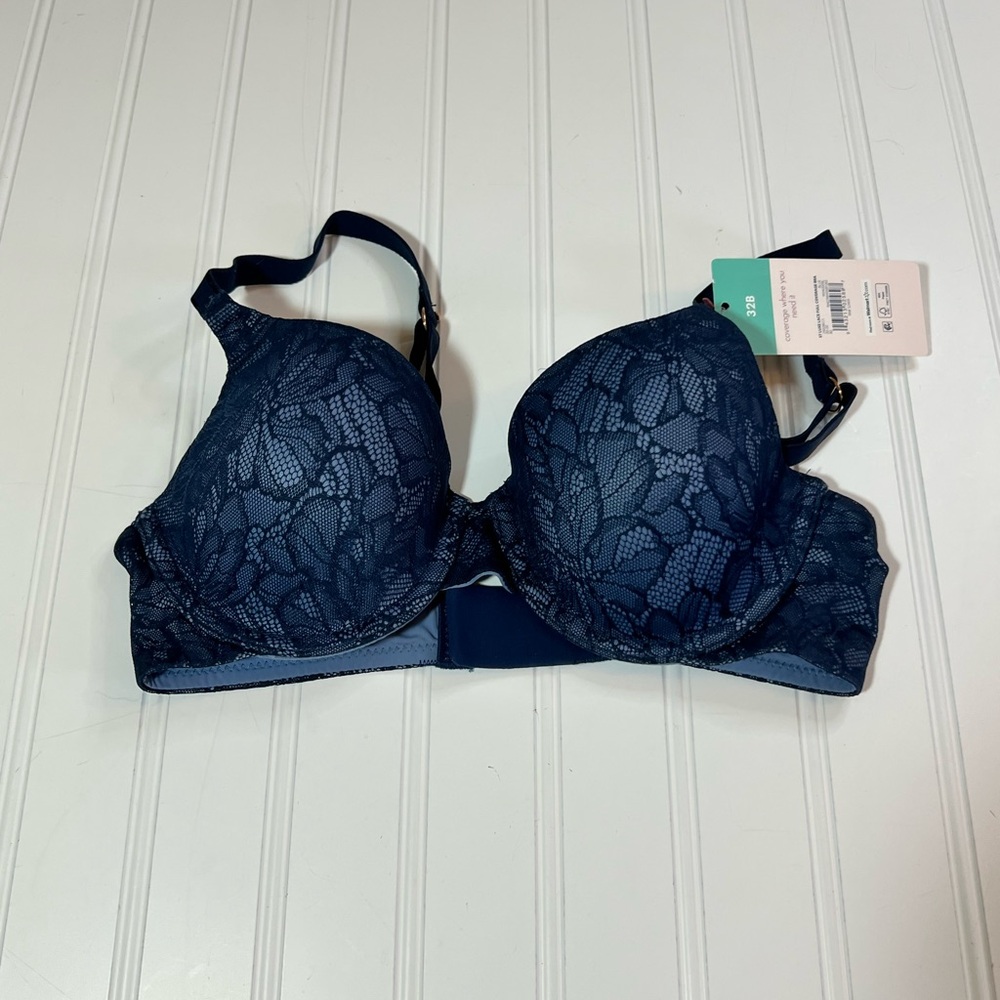Elegant Navy Blue Lace Bra 32B NWT